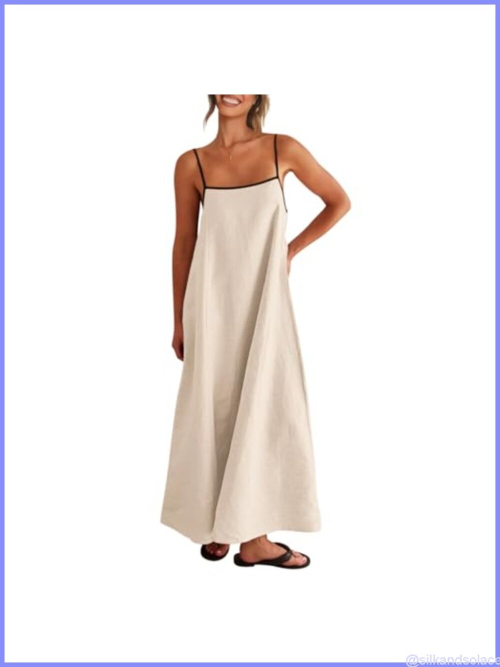 Linen Maxi Dress Spaghetti Strap Casual Boho Sundress with Pockets